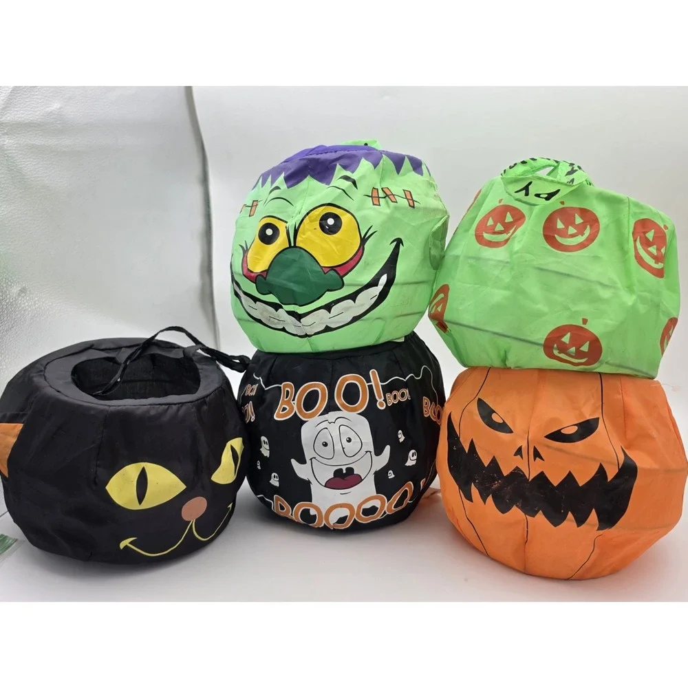 5pc Trick Or Treat Candy Bag Collapsible New Party Favor Tote